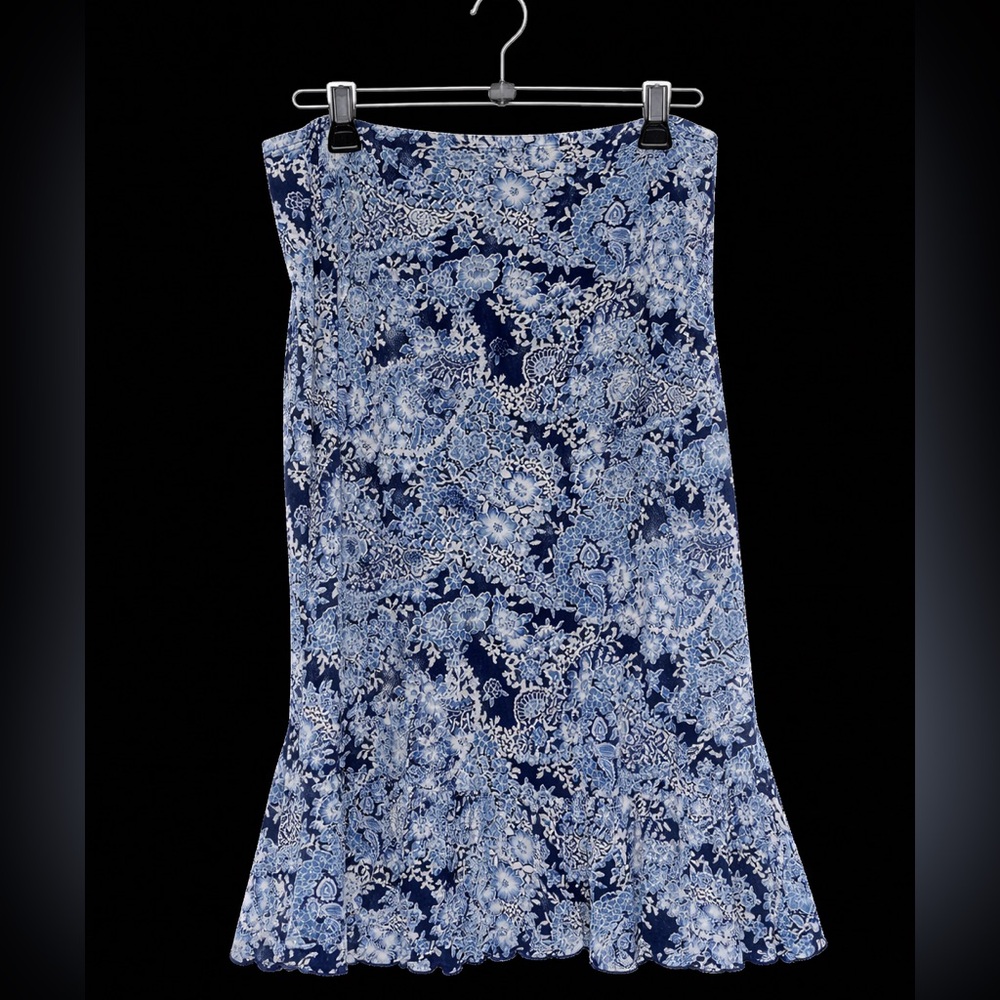 Florence Of New York Blue Floral Skirt.  Size L